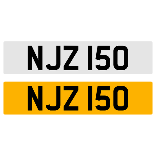 NJZ 150 NUMBER PLATE REGISTRATION NUMBERPLATE REGISTRATION CHERISHED DATELESS NORTHERN IRISH NI