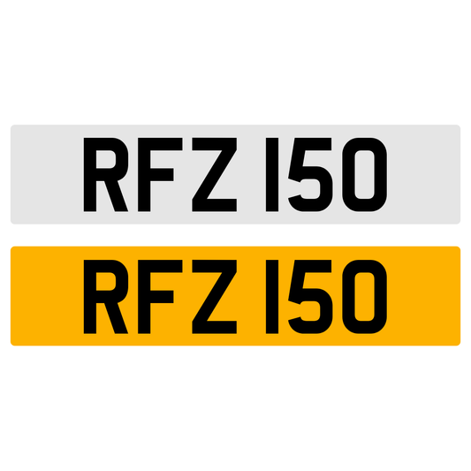 RFZ 150 NUMBER PLATE REGISTRATION NUMBERPLATE REGISTRATION CHERISHED DATELESS NORTHERN IRISH NI