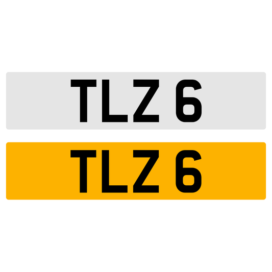 TLZ 6 NUMBER PLATE REGISTRATION NUMBERPLATE REGISTRATION CHERISHED DATELESS NORTHERN IRISH NI