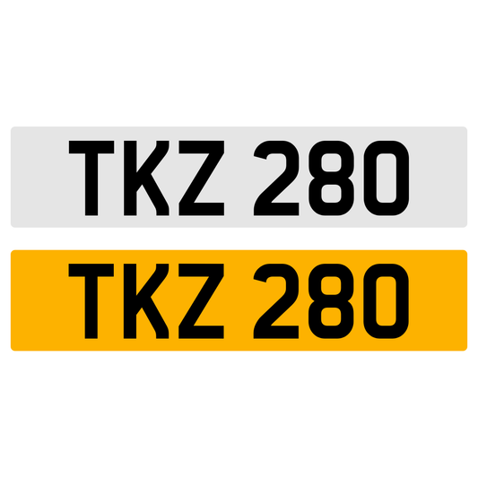 TKZ 280 NUMBER PLATE REGISTRATION NUMBERPLATE REGISTRATION CHERISHED DATELESS NORTHERN IRISH NI