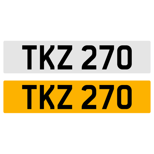 TKZ 270 NUMBER PLATE REGISTRATION NUMBERPLATE REGISTRATION CHERISHED DATELESS NORTHERN IRISH NI