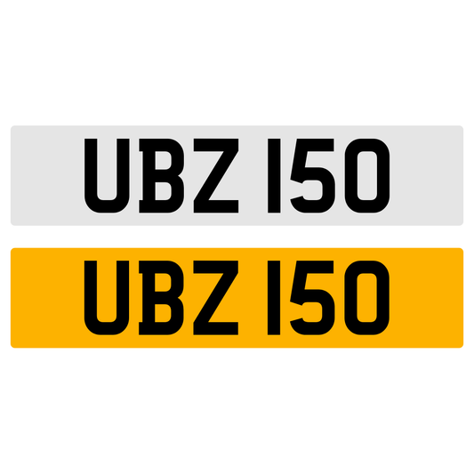 UBZ 150 NUMBER PLATE REGISTRATION NUMBERPLATE REGISTRATION CHERISHED DATELESS NORTHERN IRISH NI