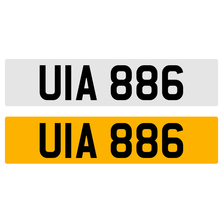 UIA 886 Number Plate Registration Numberplate Registration Cherished Dateless Northern Irish NI
