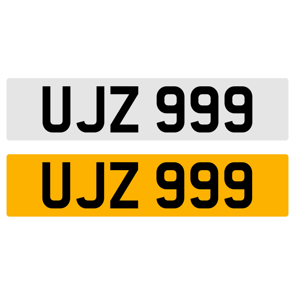 UJZ 999 Number Plate Registration Numberplate Registration Cherished Dateless Northern Irish NI