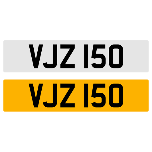 VJZ 150 NUMBER PLATE REGISTRATION NUMBERPLATE REGISTRATION CHERISHED DATELESS NORTHERN IRISH NI