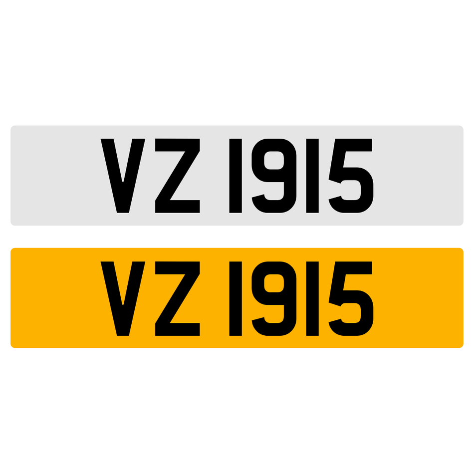 VZ 1915 NUMBER PLATE REGISTRATION NUMBERPLATE REGISTRATION CHERISHED DATELESS NORTHERN IRISH NI