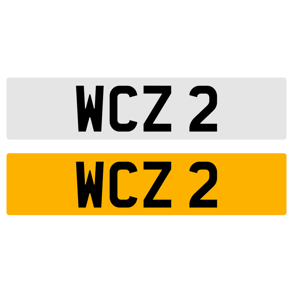 WCZ 2 NUMBER PLATE REGISTRATION NUMBERPLATE CHERISHED DATELESS NORTHERN IRISH NI