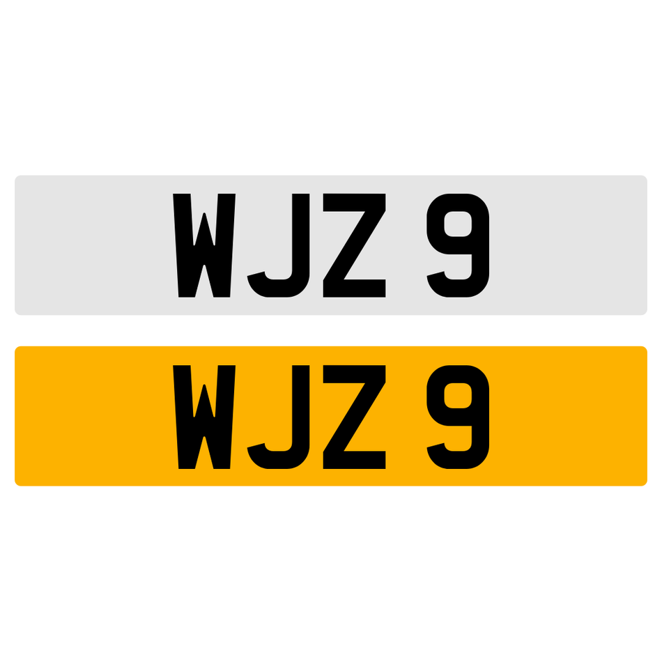 WJZ 9 NUMBER PLATE REGISTRATION NUMBERPLATE CHERISHED DATELESS NORTHERN IRISH NI