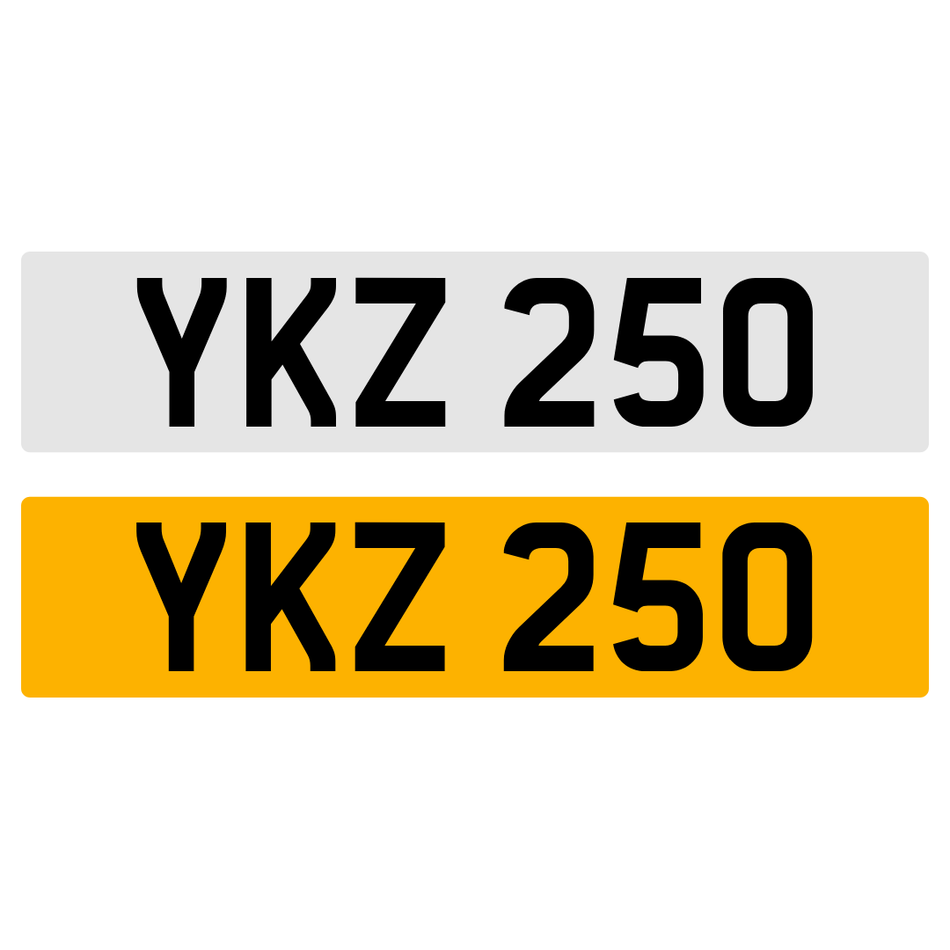 YKZ 250 Number Plate Registration Numberplate Registration Cherished Dateless Northern Irish NI