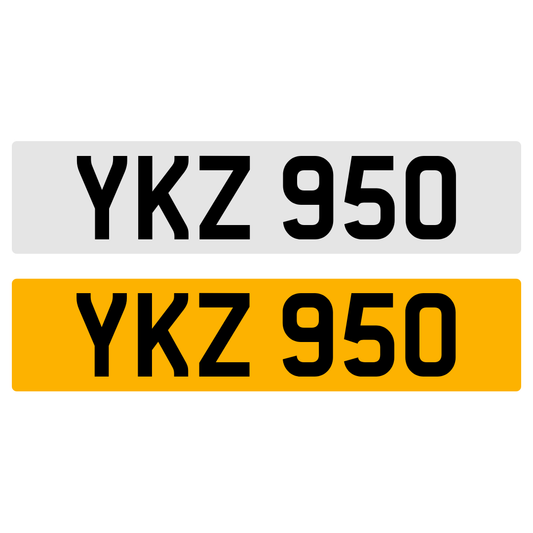 YKZ 950 NUMBER PLATE REGISTRATION NUMBERPLATE REGISTRATION CHERISHED DATELESS NORTHERN IRISH NI