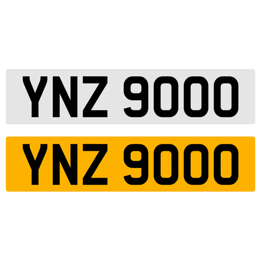 YNZ 9000 NUMBER PLATE REGISTRATION NUMBERPLATE REGISTRATION CHERISHED DATELESS NORTHERN IRISH NI